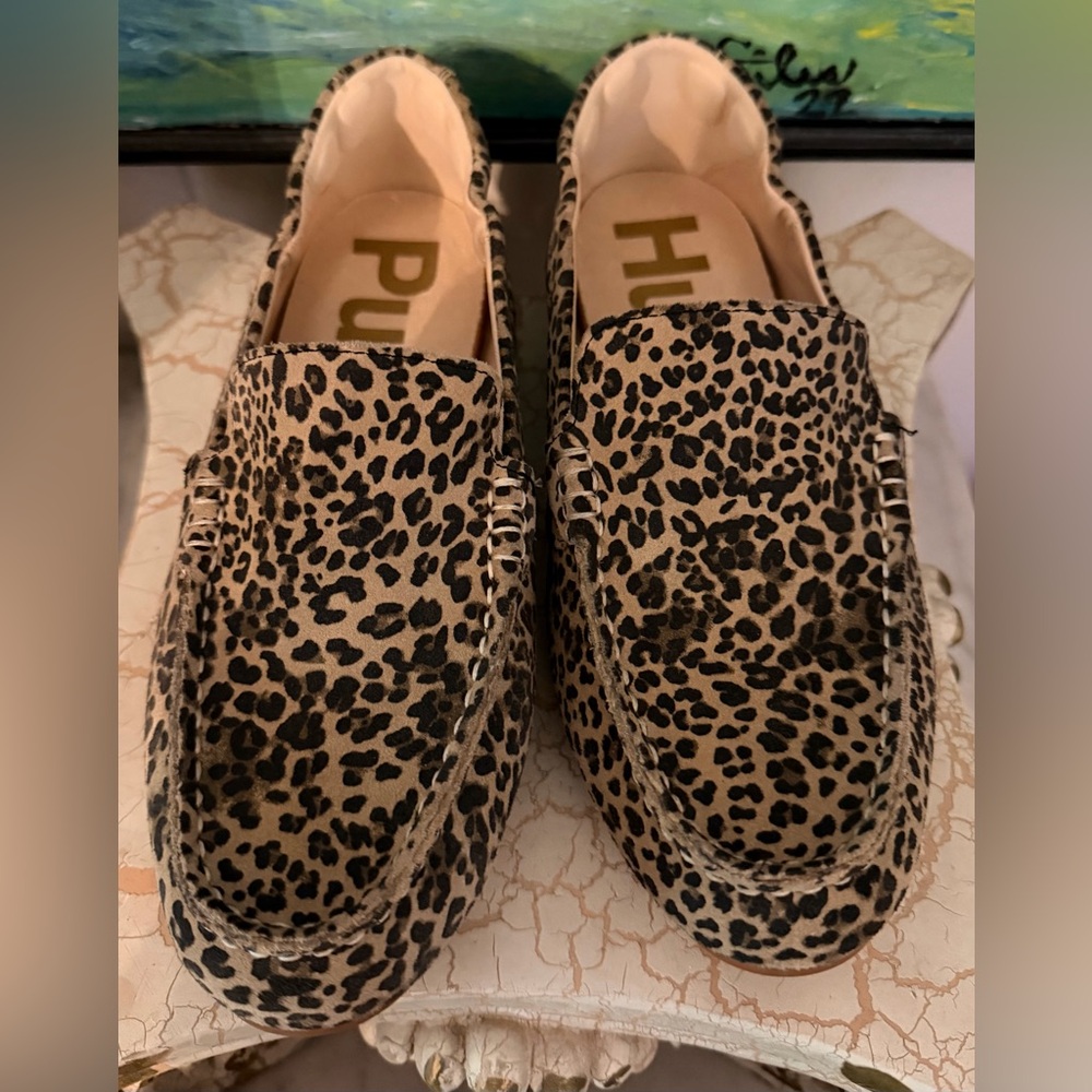 Hush Puppies Cora Leather Loafers Leopard Print